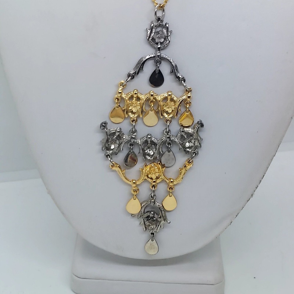 Vintage Gold And Silver Tone Waterfall Styleβ Necklace